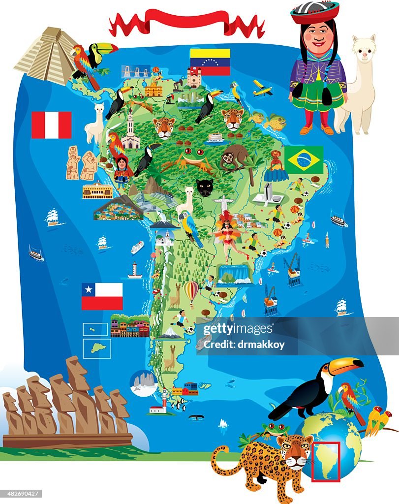 South America Cartoon Map