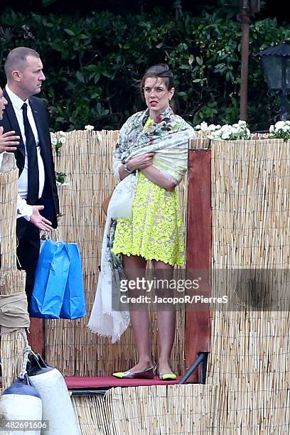 Charlotte Casiraghi attends the wedding ceremony of Pierre Casiraghi and Beatrice Borromeo on August 1, 2015 in Verbania, Italy.