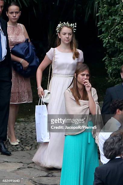 Princess Alexandra of Hanover attends the wedding ceremony of Pierre Casiraghi and Beatrice Borromeo on August 1, 2015 in Verbania, Italy.