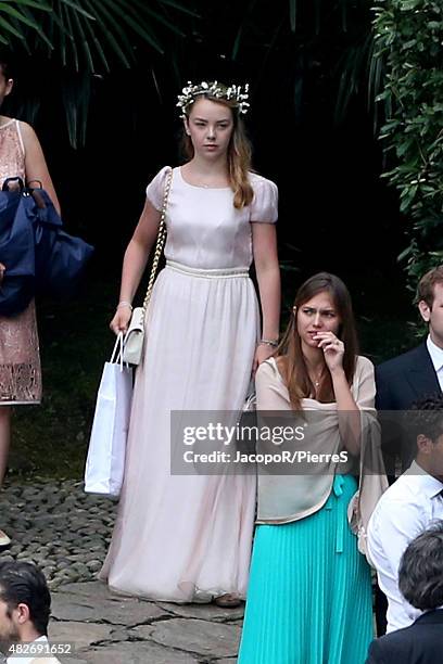 Princess Alexandra of Hanover attends the wedding ceremony of Pierre Casiraghi and Beatrice Borromeo on August 1, 2015 in Verbania, Italy.