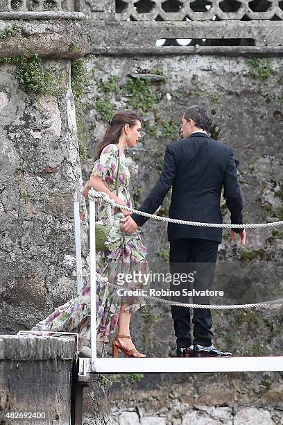 Charlotte Casiraghi and Gad Elmaleh sighting during Pierre Casiraghi and Beatrice Borromeo Wedding on August 1, 2015 in Isola Grande, Stresa, Italy.