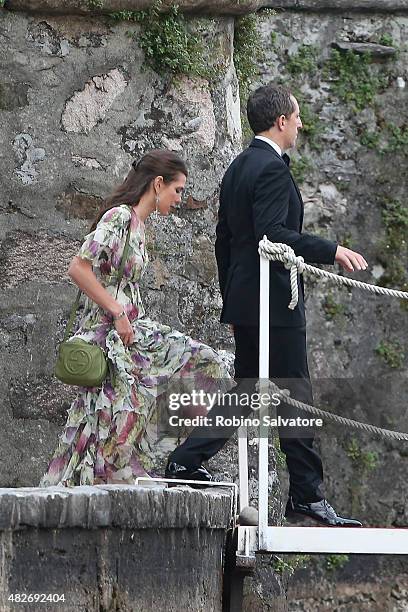 Charlotte Casiraghi and Gad Elmaleh sighting during Pierre Casiraghi and Beatrice Borromeo Wedding on August 1, 2015 in Isola Grande, Stresa, Italy.