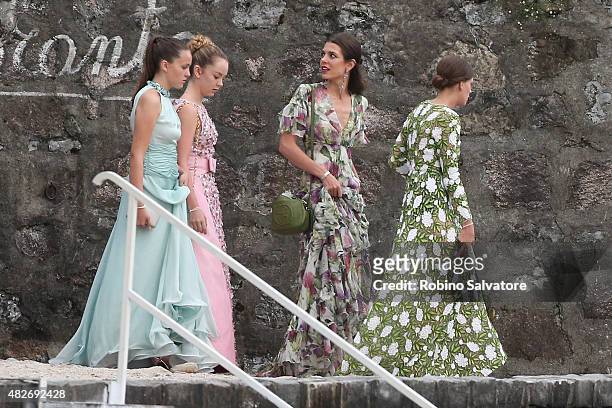 Princess Alexandra of Hanover, Charlotte Casiraghi and Tatiana Santo Domingo sighting during Pierre Casiraghi and Beatrice Borromeo Wedding on August...