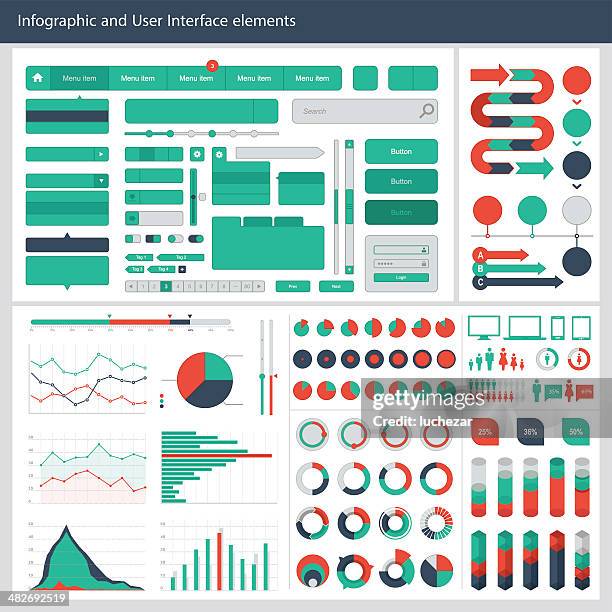 stockillustraties, clipart, cartoons en iconen met infographic and user interface elements - healthy lifestyle infographic