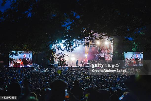 Guy Garvey of Elbow performs on the Main Stage at Kendal Calling Festival on August 1, 2015 in Kendal, United Kingdom.