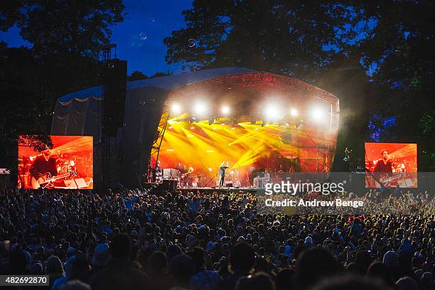 Guy Garvey of Elbow performs on the Main Stage at Kendal Calling Festival on August 1, 2015 in Kendal, United Kingdom.