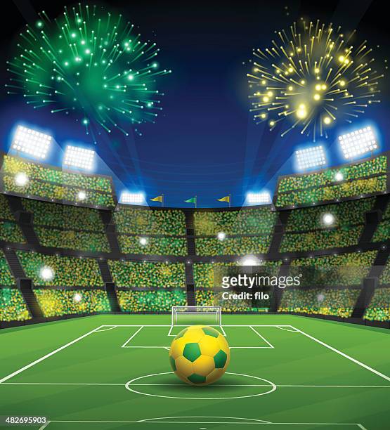 illustrations, cliparts, dessins animés et icônes de stade de football du brésil - coupe du monde de football