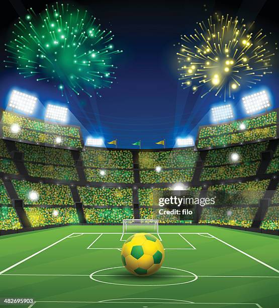 stockillustraties, clipart, cartoons en iconen met brazil soccer stadium - internationaal voetbalevenement