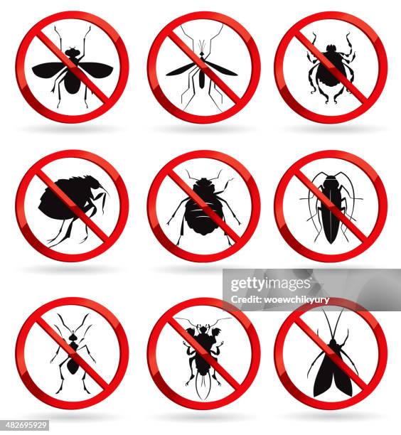 stockillustraties, clipart, cartoons en iconen met harmful insects - killing