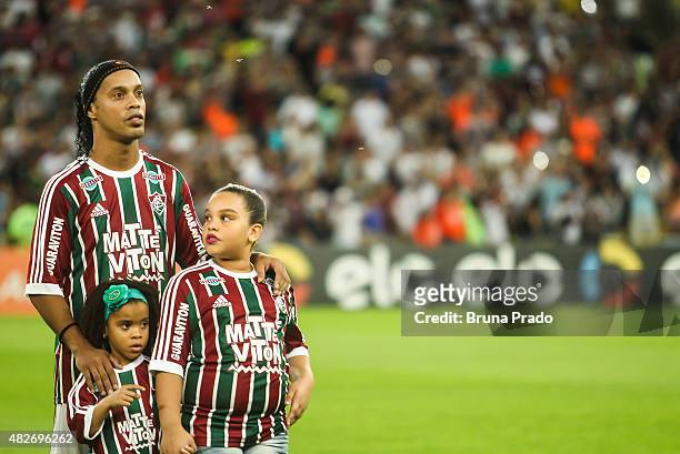 Ronaldinho before the Brasileirao Series A 2015 match between Fluminense and Gremio at Maracana Stadium on August 01, 2015 in Rio de Janeiro, Brazil.