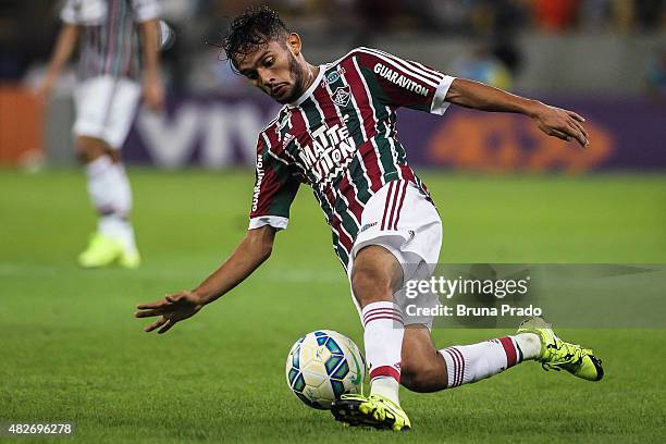 Gustavo Scarpa of Fluminense during the Brasileirao Series A 2015 match between Fluminense and Gremio at Maracana Stadium on August 01, 2015 in Rio...