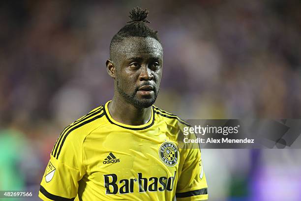 Kei Kamara of Columbus Crew SC is seen on the pitch during a MLS soccer match between the Columbus Crew SC and the Orlando City SC at the Orlando...