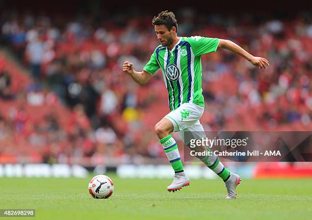 Christian Trasch of Wolfsburg during the Emirates Cup match between VfL Wolfsburg and Villarreal at Emirates Stadium on July 25, 2015 in London,...
