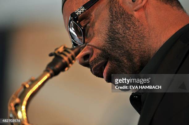 Saxophonist Kenny Garrett performs at the Newport Jazz Festival in Newport, Rhode Island, on August 1, 2015. AFP PHOTO/ Eva HAMBACH
