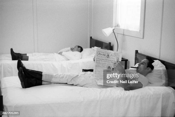 Kentucky Derby Preview: View of jockey Willie Shoemaker lying down at Churchill Downs. Louisville, KY 5/5/1961 CREDIT: Neil Leifer