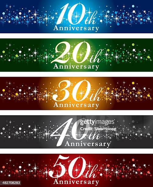 ilustraciones, imágenes clip art, dibujos animados e iconos de stock de aniversario de banners - 10° aniversario