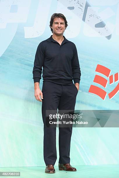 Tom Cruise attends the Japan Press Conference of 'Mission: Impossible - Rogue Nation' at the Peninsula Hotel Ballroom on August 2, 2015 in Tokyo,...