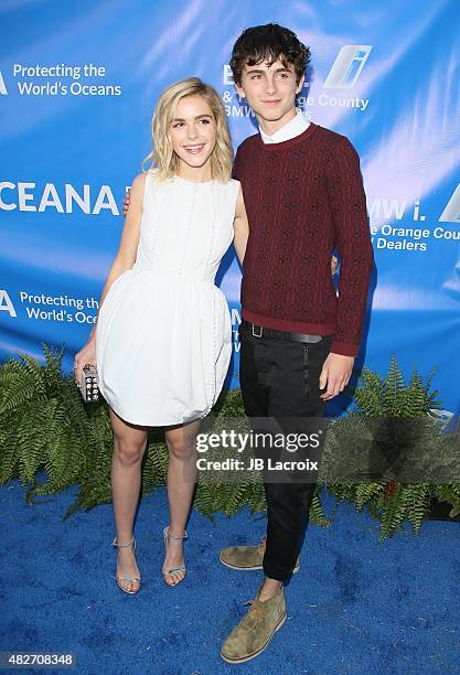 Kiernan Shipka and Timothee Chalamet attend the 8th annual Oceana SeaChange summer party on August 1, 2015 in Dana Point, California.