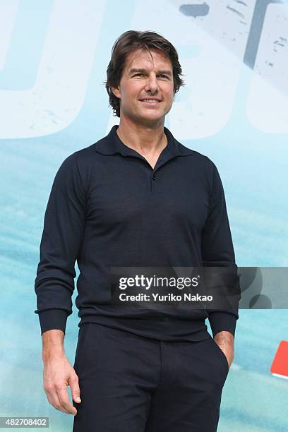 Tom Cruise attends the Japan Press Conference of 'Mission: Impossible - Rogue Nation' at the Peninsula Hotel Ballroom on August 2, 2015 in Tokyo,...