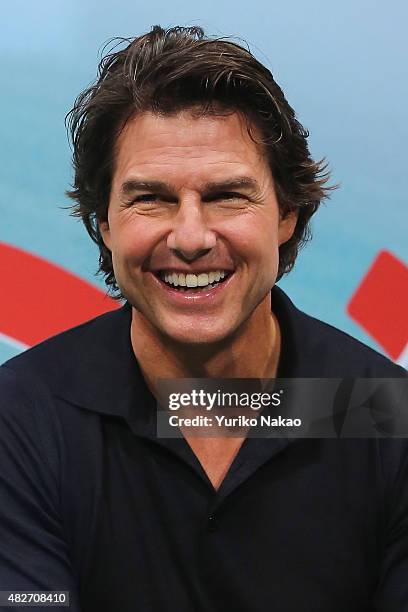 Tom Cruise attends the Japan Press Conference of 'Mission: Impossible - Rogue Nation' at the Peninsula Hotel Ballroom on August 2, 2015 in Tokyo,...