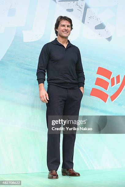 Tom Cruise attends the Japan Press Conference of 'Mission: Impossible - Rogue Nation' at the Peninsula Hotel Ballroom on August 2, 2015 in Tokyo,...