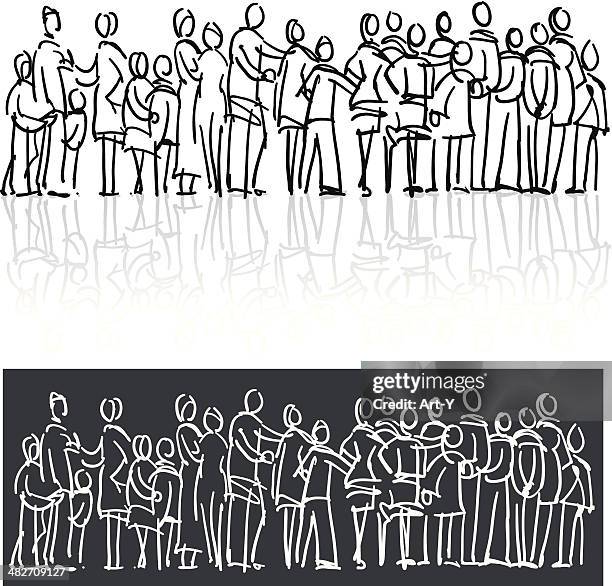 interaction - crowd of people stock illustrations