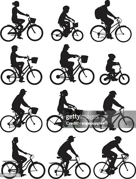 stockillustraties, clipart, cartoons en iconen met bike riders - trapper