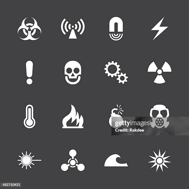 hazard sign icons - white series | eps10 - hazardous area sign stock illustrations