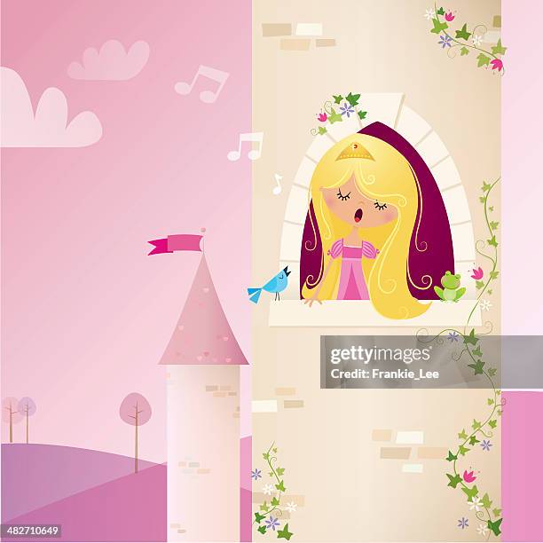 little princess - princess castle stock illustrations