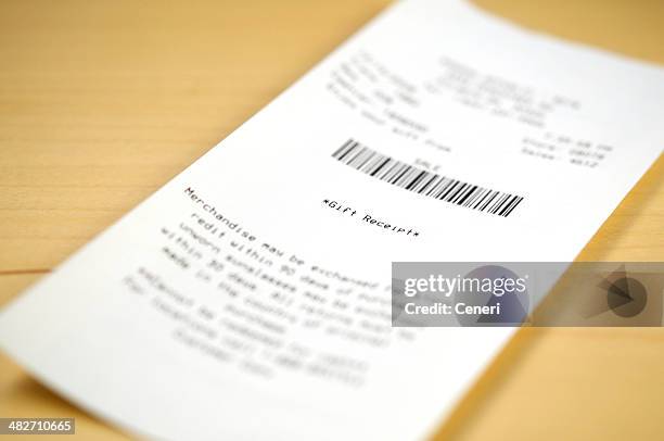 gift receipt - kassabon stockfoto's en -beelden