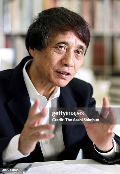 Architect Tadao Ando speaks during the Asahi Shimbun interview on October 23, 2010 in Osaka, Japan.