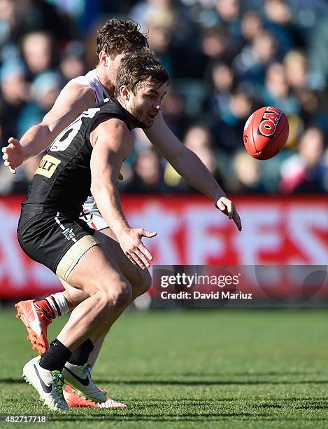 Sam Gray of the Power during the round 18 AFL match between the Port Adelaide Power and the St Kilda Saints at Adelaide Oval on August 2, 2015 in...