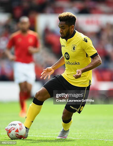 Jordan Amavi of Aston Villa in action during the Pre Season Friendly match between Nottingham Forest and Aston Villa at City Ground on August 1, 2015...