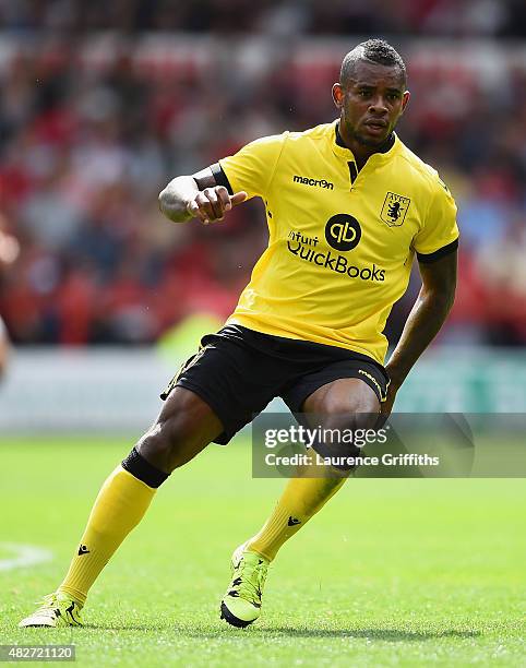 Leandro Bacuna of Aston Villa in action during the Pre Season Friendly match between Nottingham Forest and Aston Villa at City Ground on August 1,...