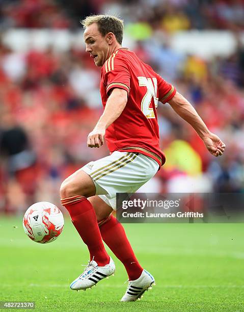 David Vaughan of Nottingham Forest in action during the Pre Season Friendly match between Nottingham Forest and Aston Villa at City Ground on August...