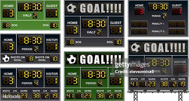 fußball anzeigetafeln. - scoreboard stock-grafiken, -clipart, -cartoons und -symbole