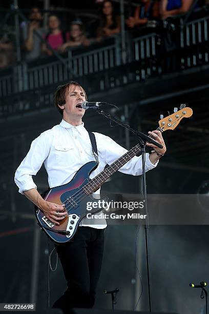 Jimmy Dixon of Django Django performs in concert during day 2 of Lollapalooza at Grant Park on August 1, 2015 in Chicago, Illinois.