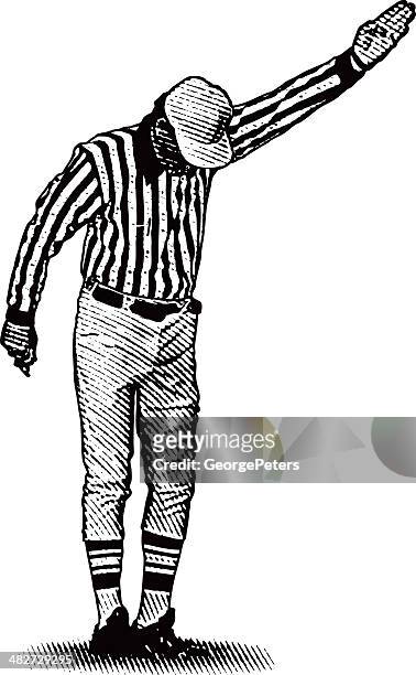 ilustrações, clipart, desenhos animados e ícones de árbitro fazer uma chamada - juiz de futebol americano