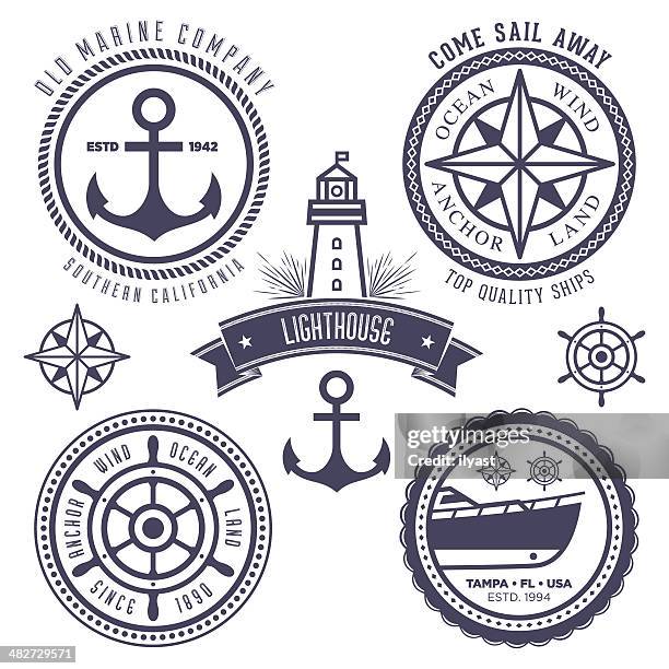 stockillustraties, clipart, cartoons en iconen met nautical badges - sail