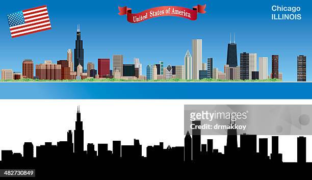 chicago skyline - urban skyline stock illustrations