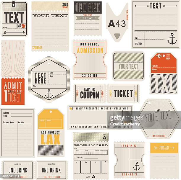 tickets tags and more - vintage ticket stock illustrations