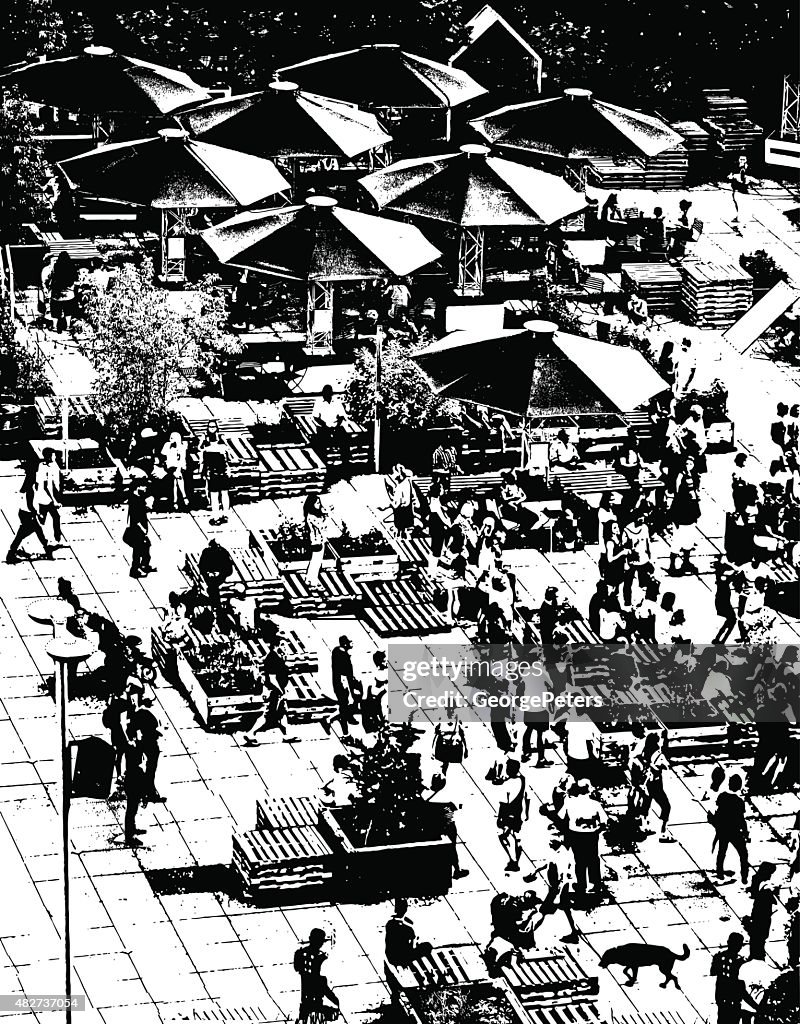 Arial View Of Summer Crowd