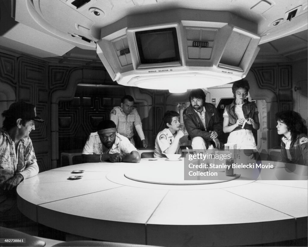The crew of the Nostromo; actors Harry Dean Stanton, Yaphet Kotto ...