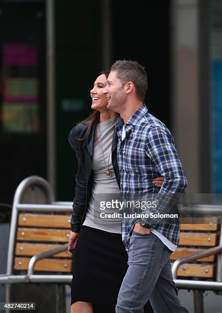 Australian Cricket Team Captain Michael Clarke and his wife Kyly Clarke are seen on July 11, 2015 in Cardiff, Wales.