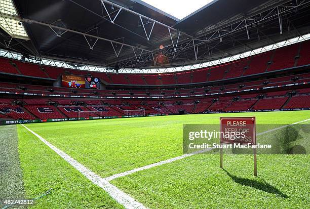 General view of Wembley Stadium before the FA Community Shield match between Chelsea and Arsenal on August 2, 2015 in London, England.