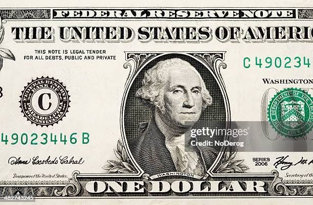 usa currency one dollar bill - eén dollar amerikaanse dollar stockfoto's en -beelden