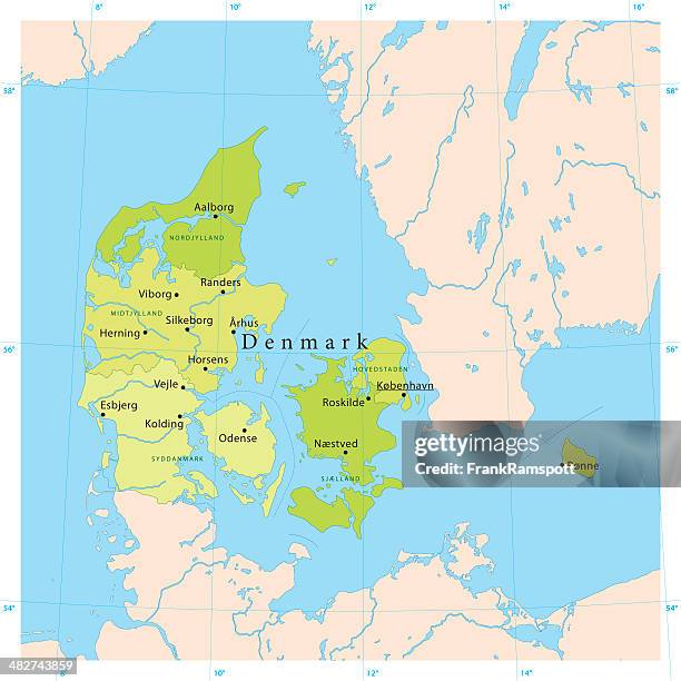 denmark vector map - map copenhagen stock illustrations