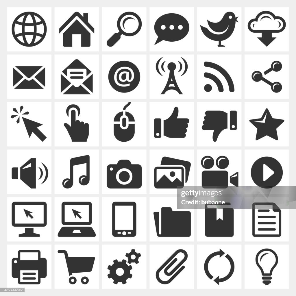 Black and white internet icon set