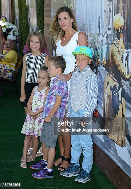 Model Rhea Durham and family attend the screening of Lionsgate's 'Shaun The Sheep Movie' at Regency Village Theatre on August 1, 2015 in Westwood,...