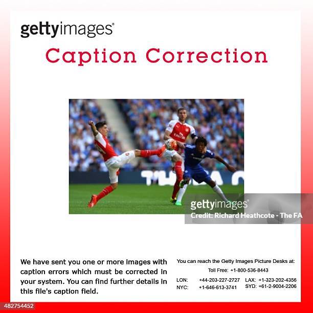 The ID in image 482750434 should be Loic Remy of Chelsea. We apologize for any inconvenience. LONDON, ENGLAND Hector Bellerin of Arsenal stretches...